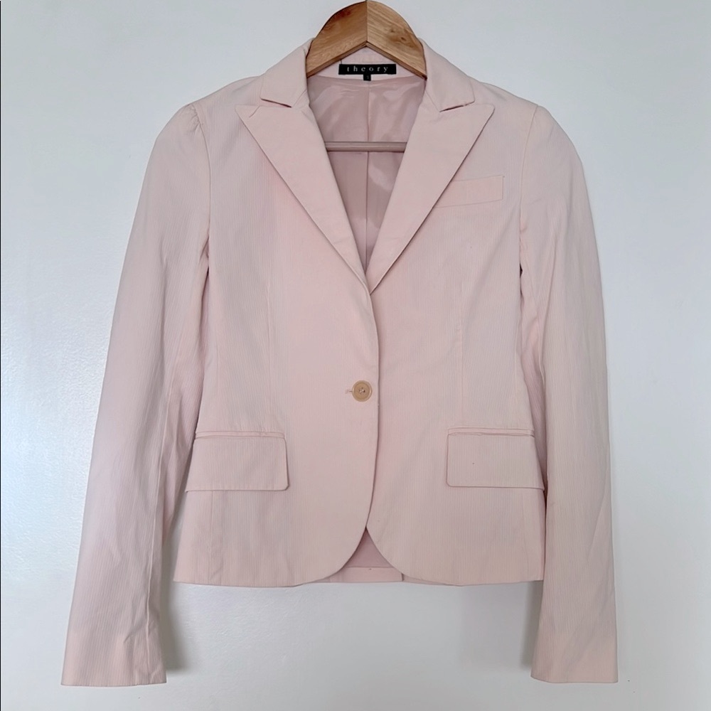 Theory Pink Tailored Blazer with Notched Lapels